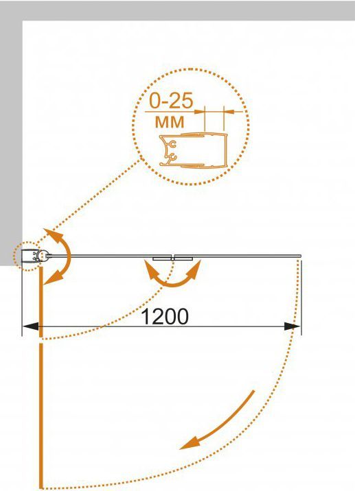 Шторка на ванну Cezares Eco O-V-21-120/140-P-Cr-L стекло punto ECO-O-V-21-120/140-P-Cr-L - 3