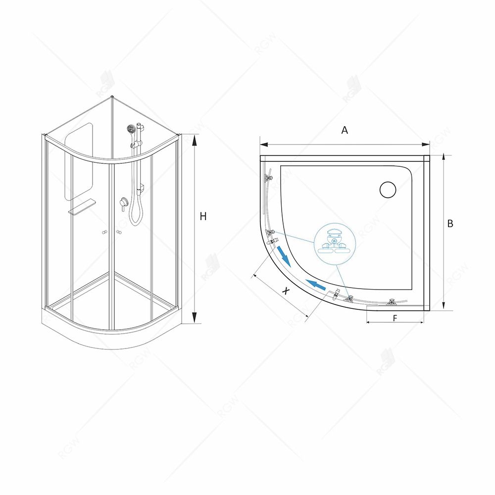 Душевая кабина 100*100*200 RGW AN-208 Полукруг/мат. хром/Прозрачное/5 мм 381320800-12 - 9