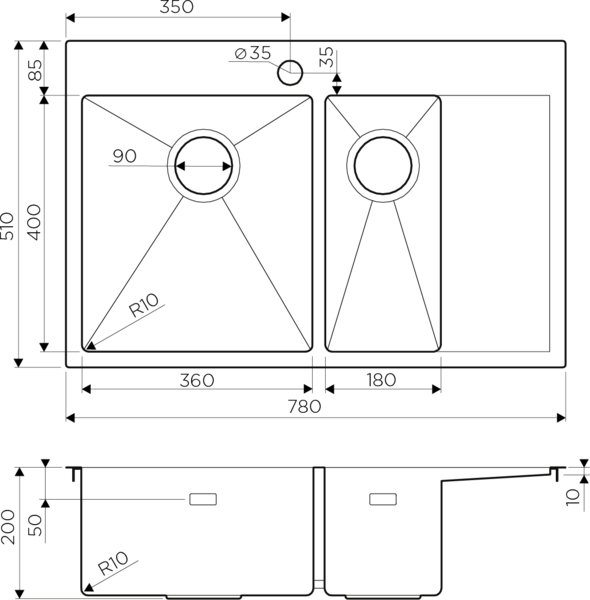 Мойка кухонная Omoikiri Akisame 78-2-GM-L вороненая сталь 4973101 - 1