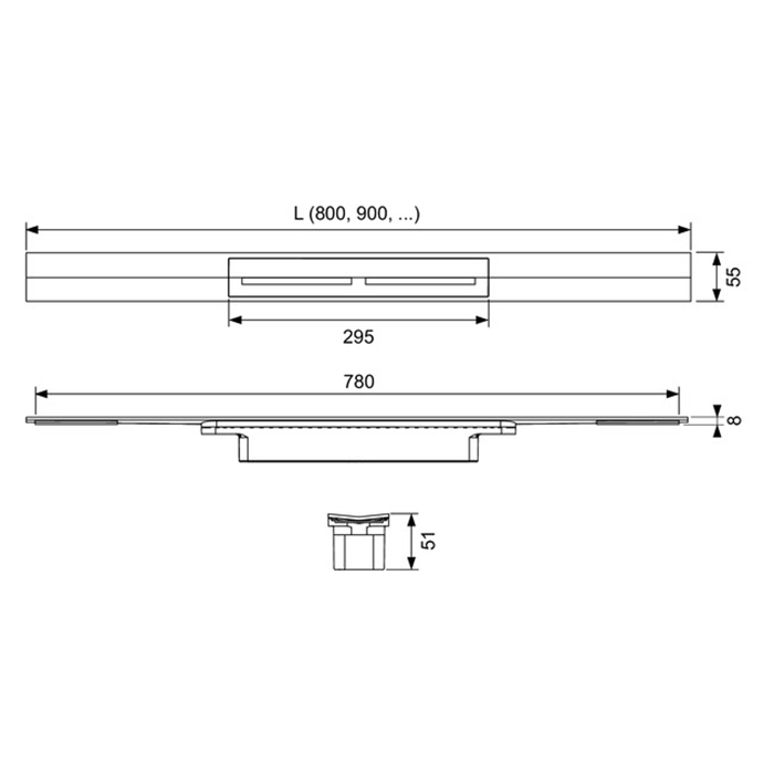 Профиль для душа TECEdrainprofile, 900 мм, PVD Polished Black Chrome 670911 - 1