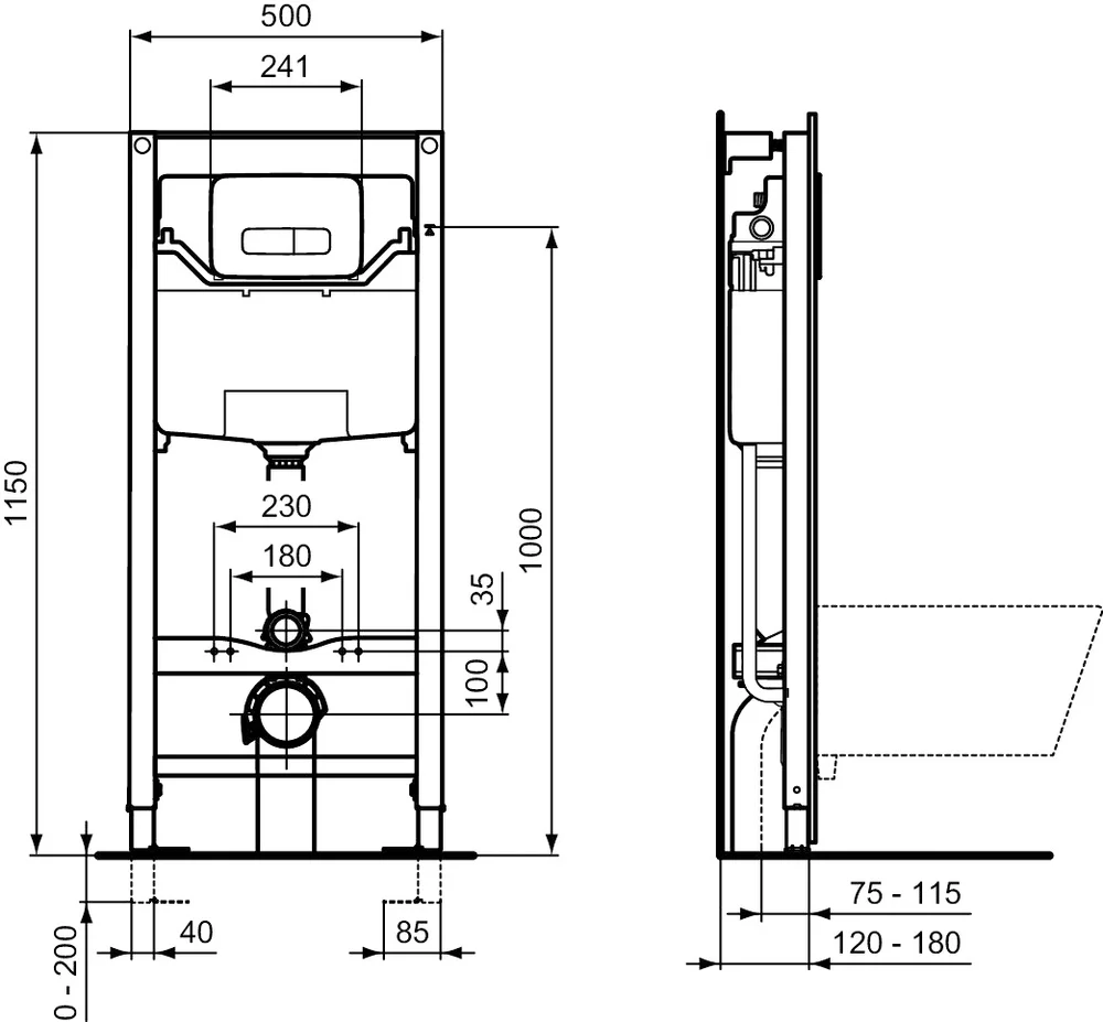 Система инсталляции для унитазов Ideal Standard Prosys с кнопкой хром R0308AA - 5