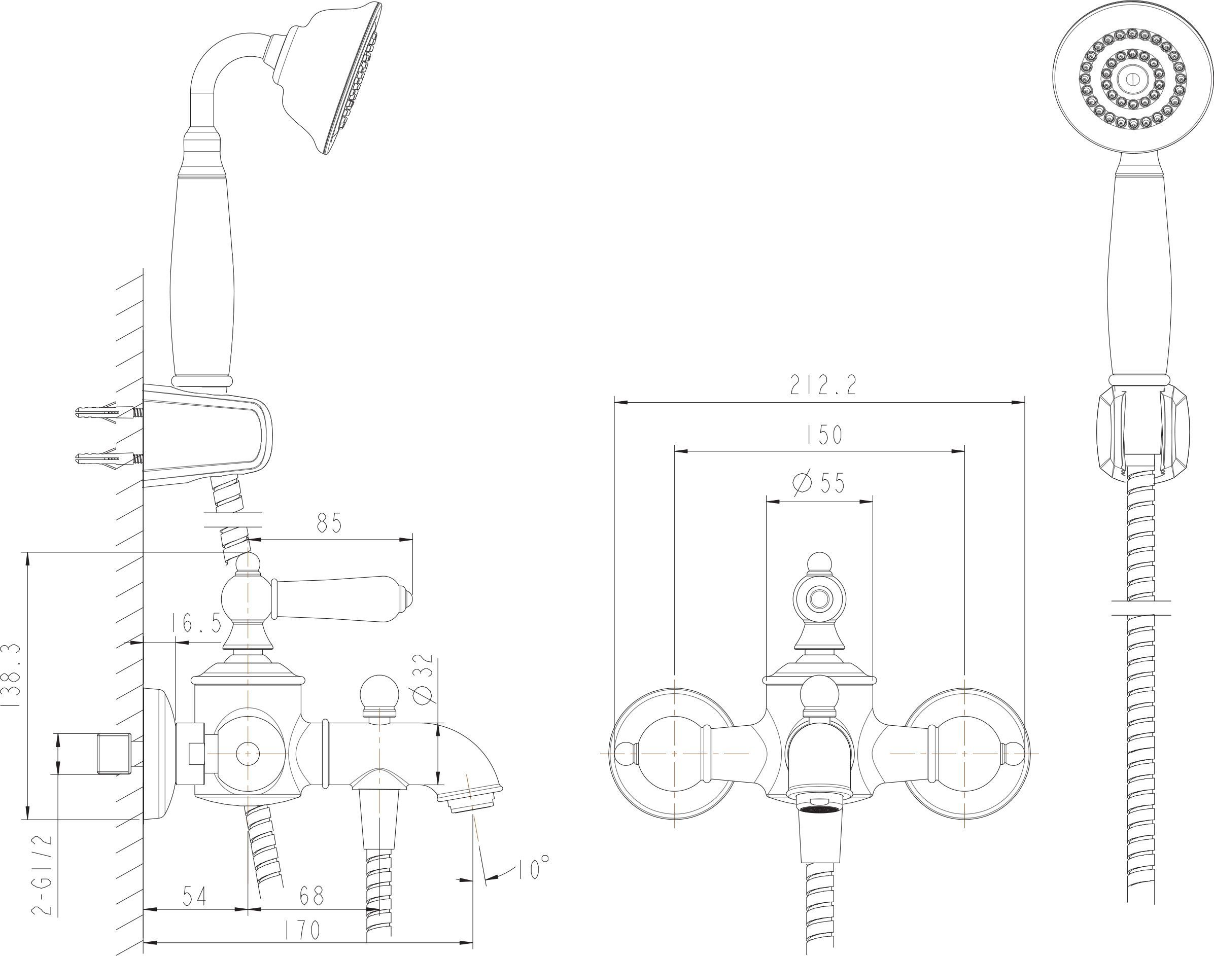 Смеситель Bravat Art F675109U-B1-RUS для ванны с душем - 1