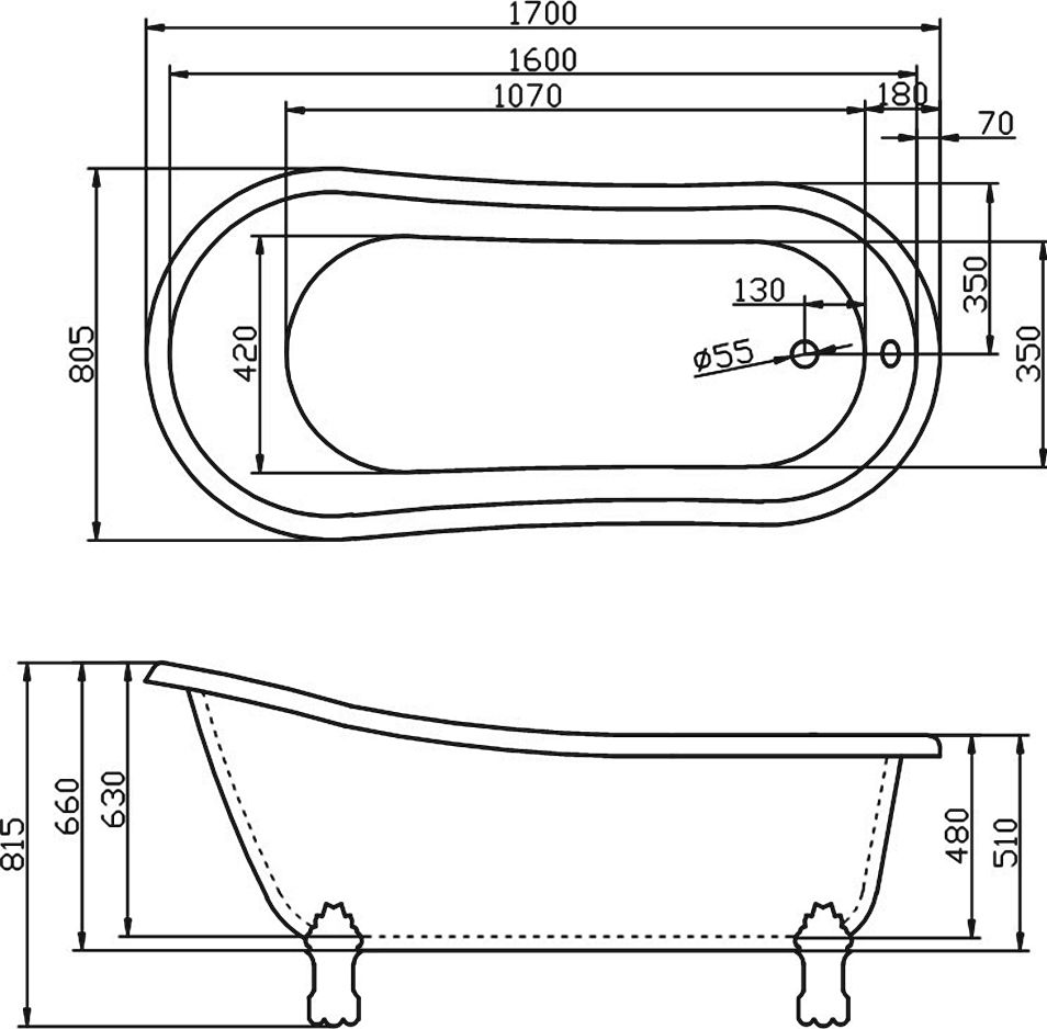 Акриловая ванна BelBagno BB04 - 4