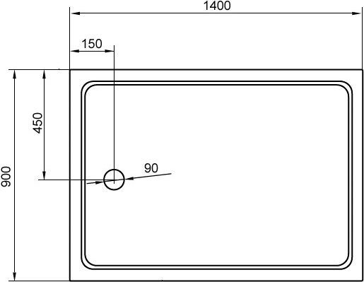 Поддон для душа Cezares Tray прямоугольный 90/140, акриловый TRAY-A-AH-140/90-15-W - 2