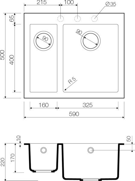 Мойка кухонная Omoikiri Bosen 59-2-DC темный шоколад 4993223 - 2