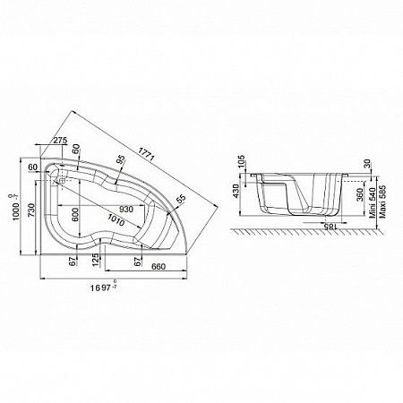 SF219RU-NF каркас для ванны MICROMEGA DUO 170x105 - 1