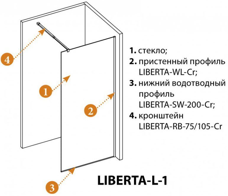 Душевая перегородка Cezares Liberta  LIBERTA-L-1-110-C-Cr - 3