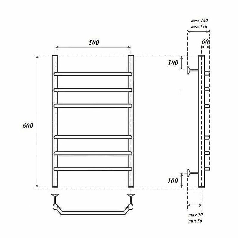 Полотенцесушитель водяной Point Венера 50х60 хром PN07156 - 3