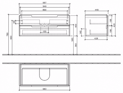 Тумба под раковину Villeroy & Boch Subway 2.0 (A690 10 FQ) A69010FQ - 1