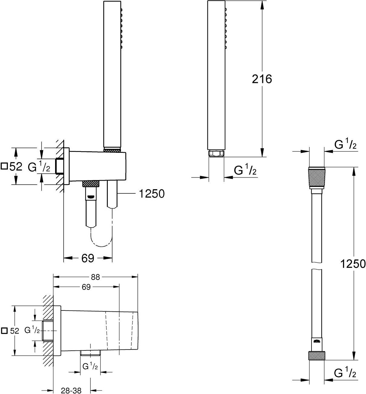 Душевой гарнитур Grohe Euphoria Cube Stick 26405000 - 4