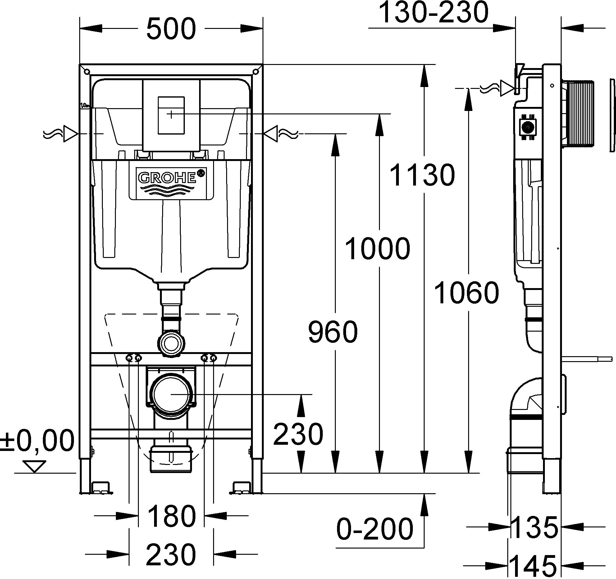 Система инсталляции для унитазов Grohe Rapid SL 38827000 5 в 1 с кнопкой смыва - 39