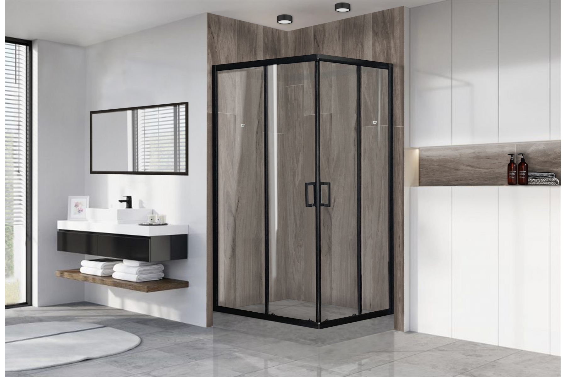 Душевой уголок Royal Bath HPD 85x100 профиль черный стекло прозрачное RB1085HPD-T-BL - 1