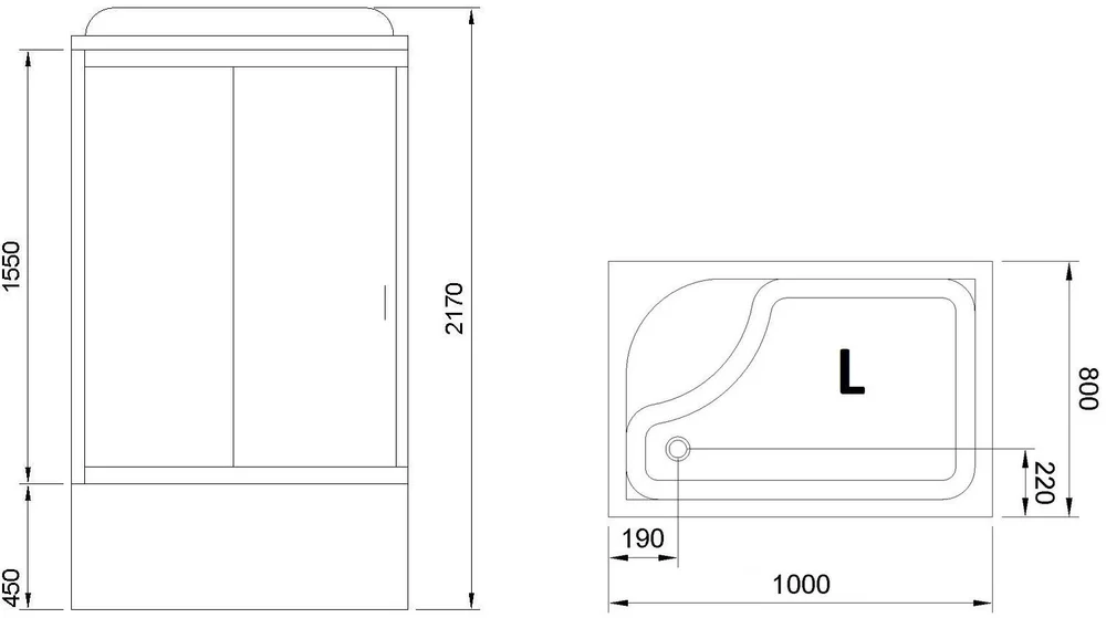 Душевая кабина Royal Bath 100x80 L стекло матовое задняя стенка белая RB8100BP5-WC-L - 3