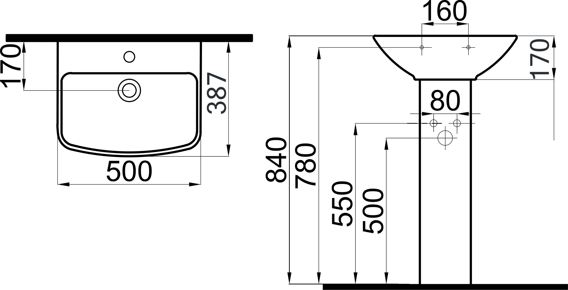 Раковина STWORKI Дублин 50 с пьедесталом 562878 - 7