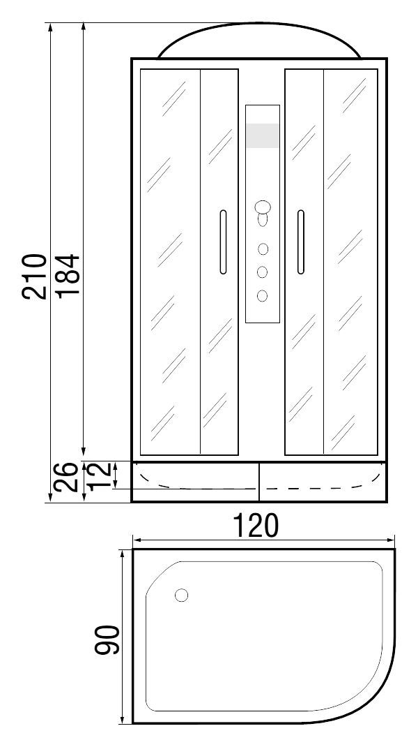 Душевая кабина с поддоном River Dunay 120/90/24 MT L  10000003128 - 2