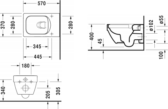 Чаша для подвесного унитаза Duravit Vero Air белый, без сиденья  2525090000 - 1