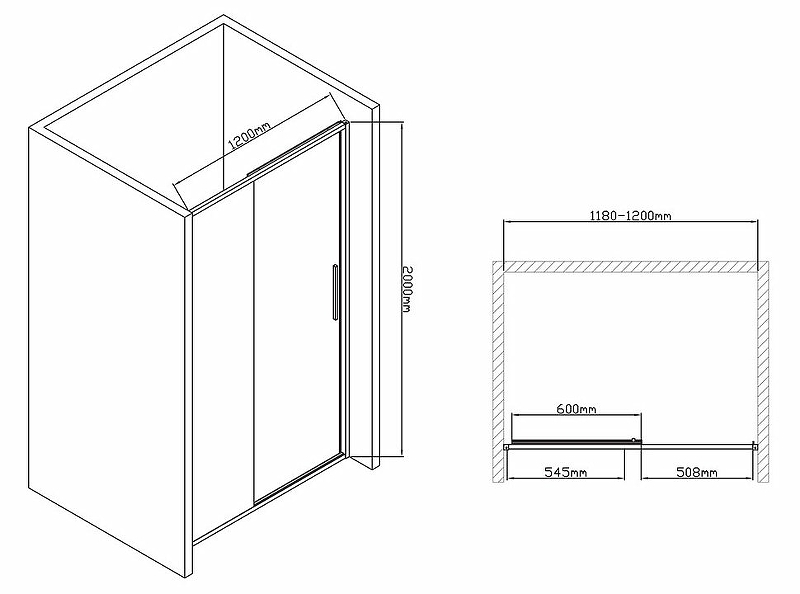 Душевая дверь Vincea Slim-U 120 черная стекло прозрачное VDS-2SU120CLB - 1