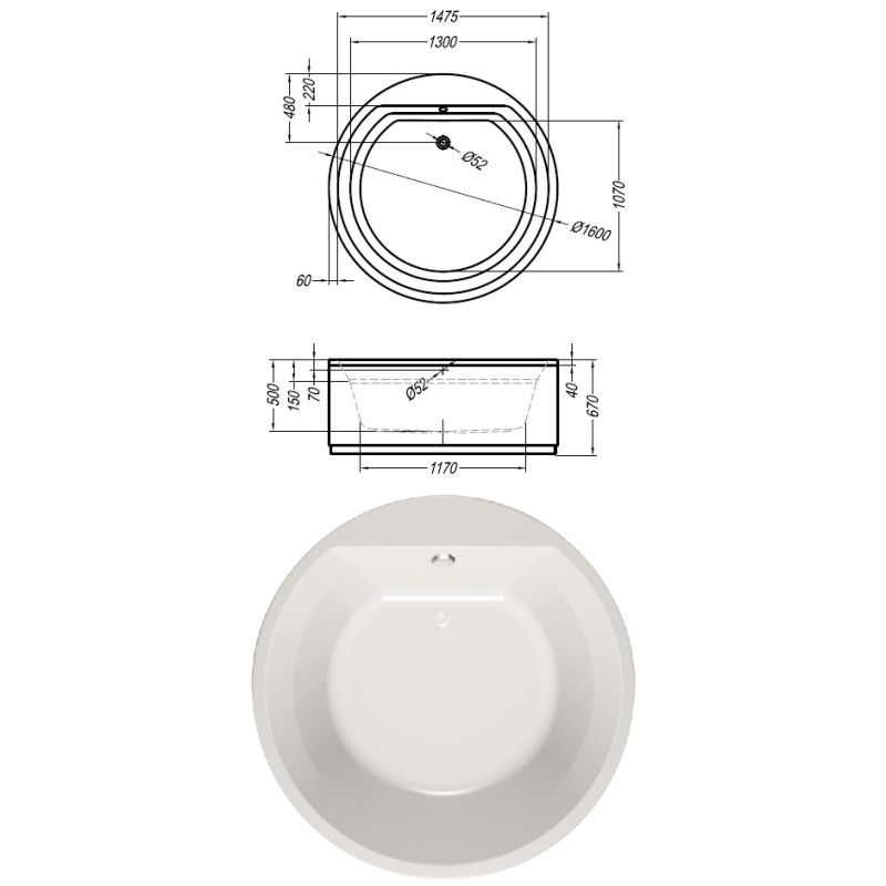 Акриловая ванна Kolpa San Vivo 160х160 белая 5033-01 - 2