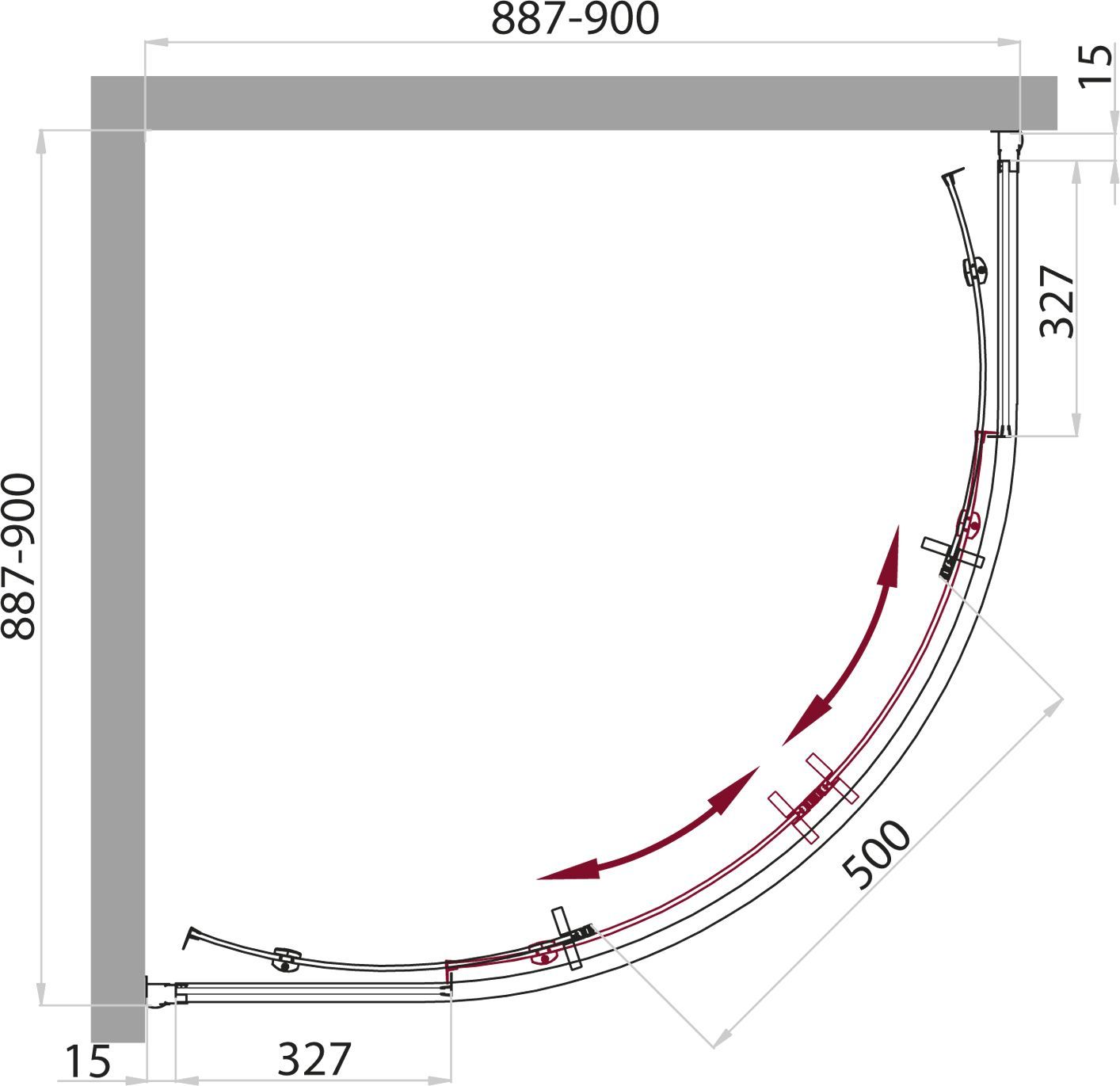 Душевая кабина BelBagno Uno Cab R 2 90 P Cr UNO-CAB-R-2-90-P-Cr - 7