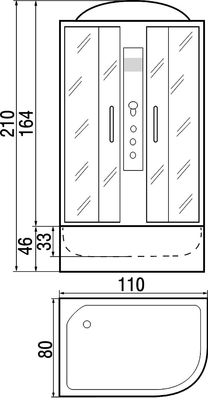 Душевая кабина с поддоном River Dunay 110/80/44 MT L  10000002386 - 2