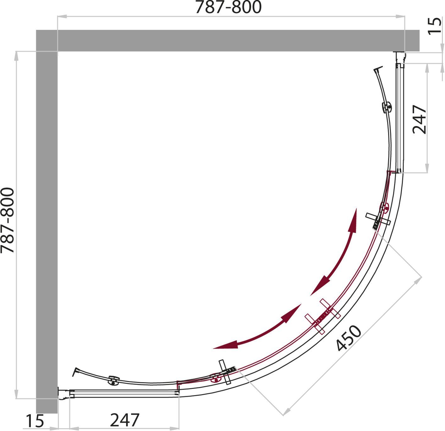 Душевая кабина BelBagno Uno Cab R 2 80 C Cr TOP UNO-CAB-R-2-80-C-Cr-TOP - 15