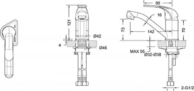 Смеситель Bravat Fit F1233188CP-RUS для раковины - 1