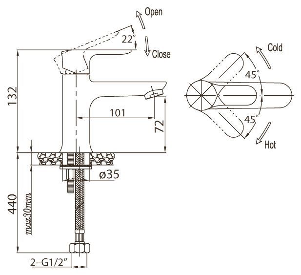 Смеситель BelBagno Reno REN LVM25 CRM для раковины REN-LVM25-CRM - 2