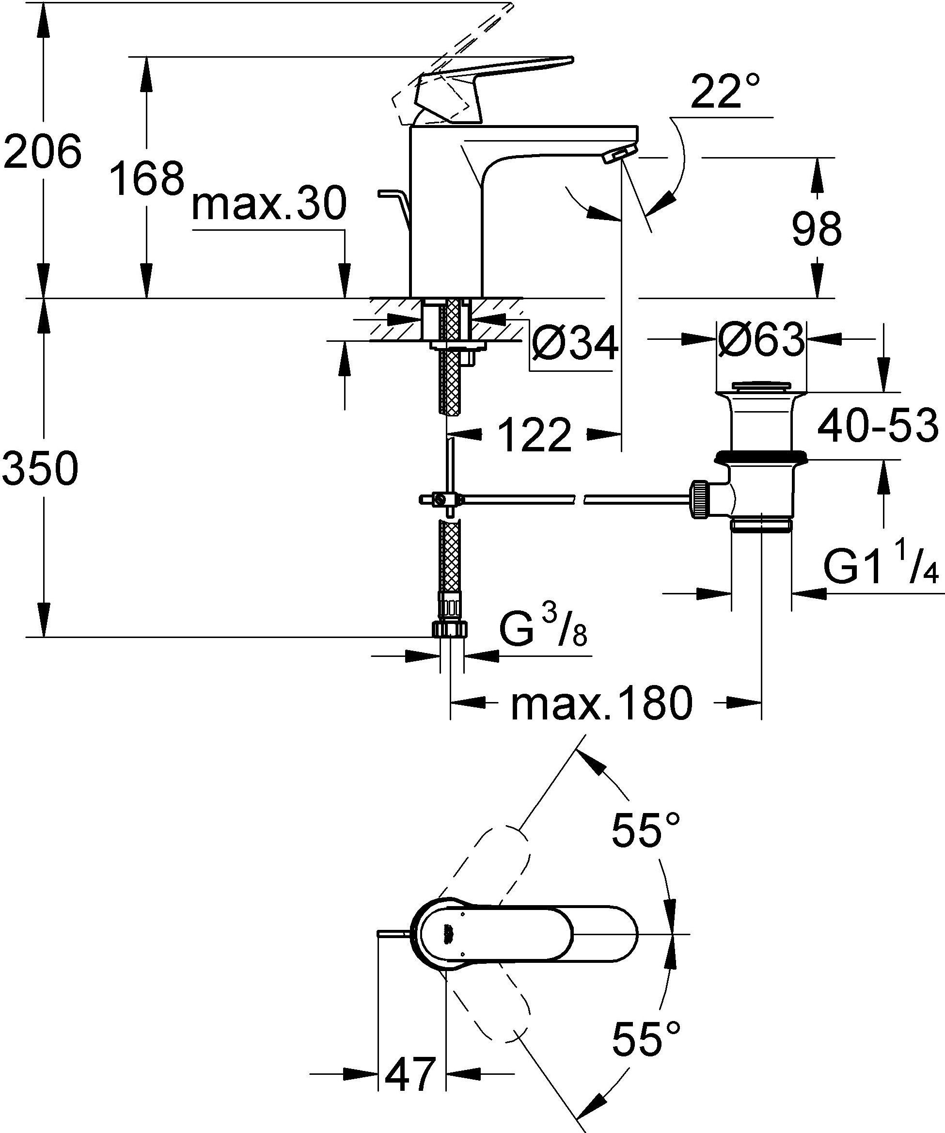 Смеситель Grohe Eurosmart Cosmopolitan 23325000 для раковины - 10