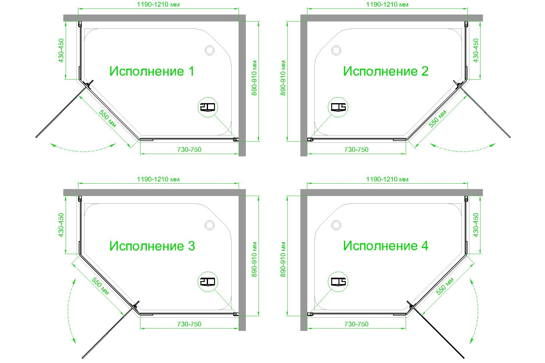 Душевой уголок Royal Bath TR 90х120 профиль белый стекло матовое RB1290TR-C - 3