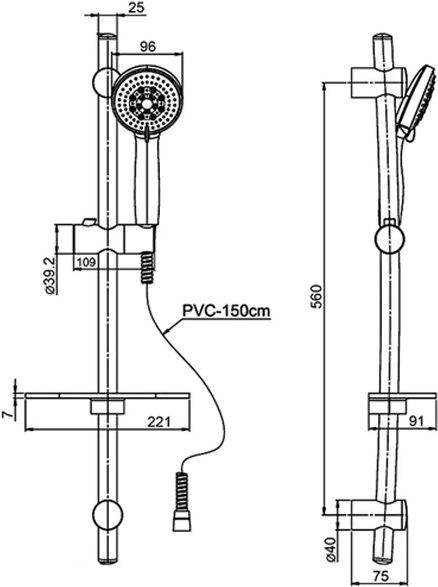 Душевой комплект Paini Parallel + Monza 47KIT3 3 в 1 47CRKIT3 - 3