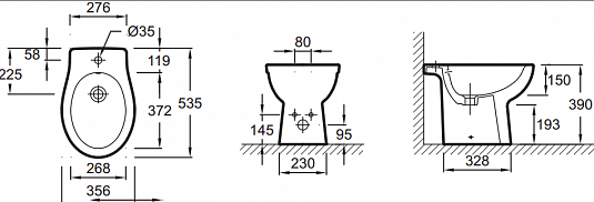 Биде напольное Jacob Delafon Patio EBB0002 EBB0002-00 - 1