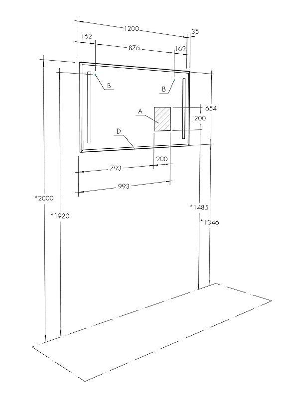 Зеркало Aquaton Отель 120 с подсветкой с функцией антипар 1A101402OT010 - 2