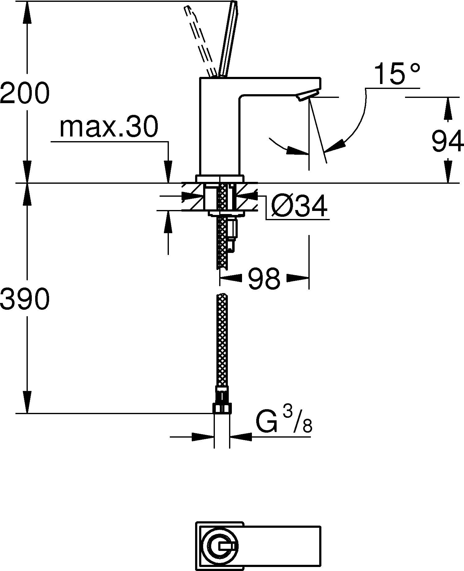 Смеситель Grohe Eurocube Joy 23656000 для раковины - 1