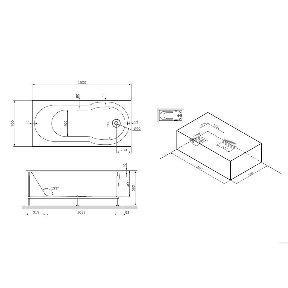 Каркас для ванны AM.PM X-Joy 150x70 W88A-150-070W-R - 2