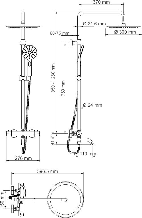 Душевая стойка Wasserkraft Thermo хром A18801 - 4