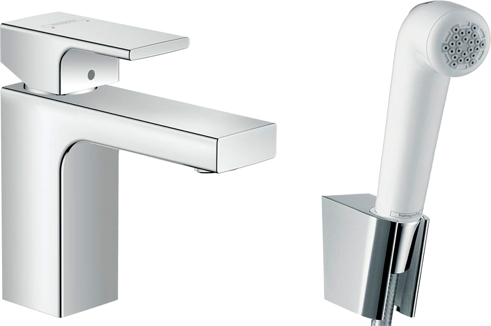 Смеситель Hansgrohe Vernis Shape 71216000 для раковины с гигиеническим душем, хром - 0