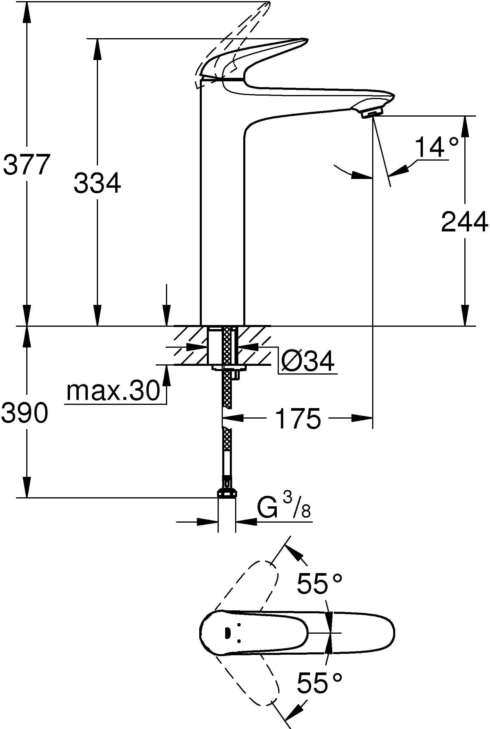 Смеситель Grohe Eurostyle 23719LS3 для раковины - 2