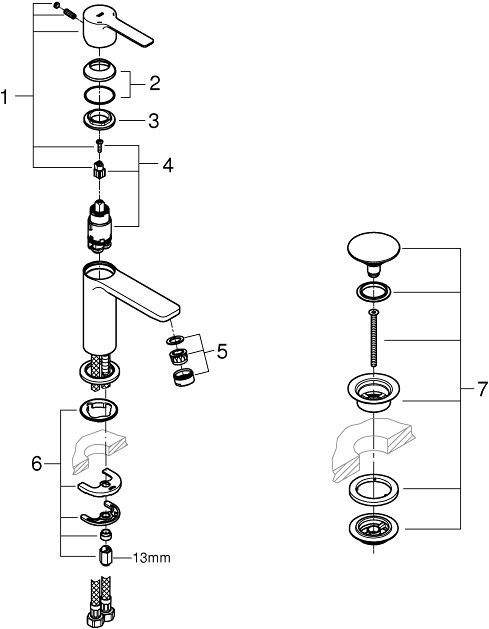 Смеситель Grohe Lineare New 23791001 для раковины - 2