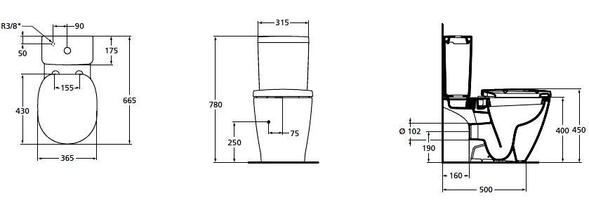 Чаша для унитаза-компакта Ideal Standard Connect AquaBlade E042901 - 4