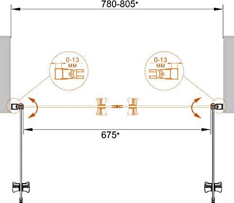 Душевая дверь в нишу Cezares ECO-O-B-2-80-P-Cr стекло punto - 7