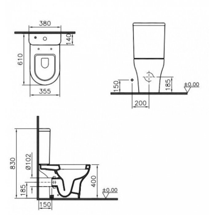 Унитаз-компакт VitrA Zentrum с микролифтом 9012B003-7204 - 1