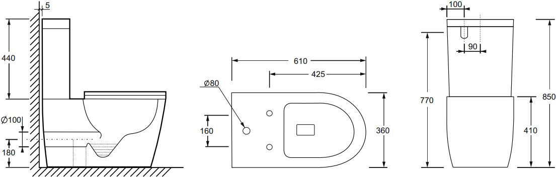 Чаша для унитаза-компакта Ceramica Nova Highlight Rimless c сиденьем-крышкой CN1802-B - 7