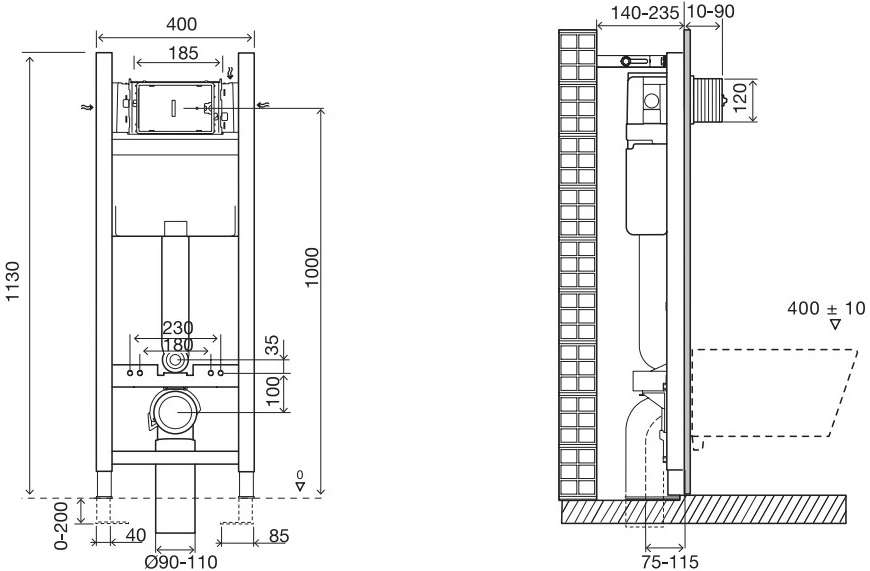 Комплект Jacob Delafon Vox E21770RU-00 кнопка хром - 13