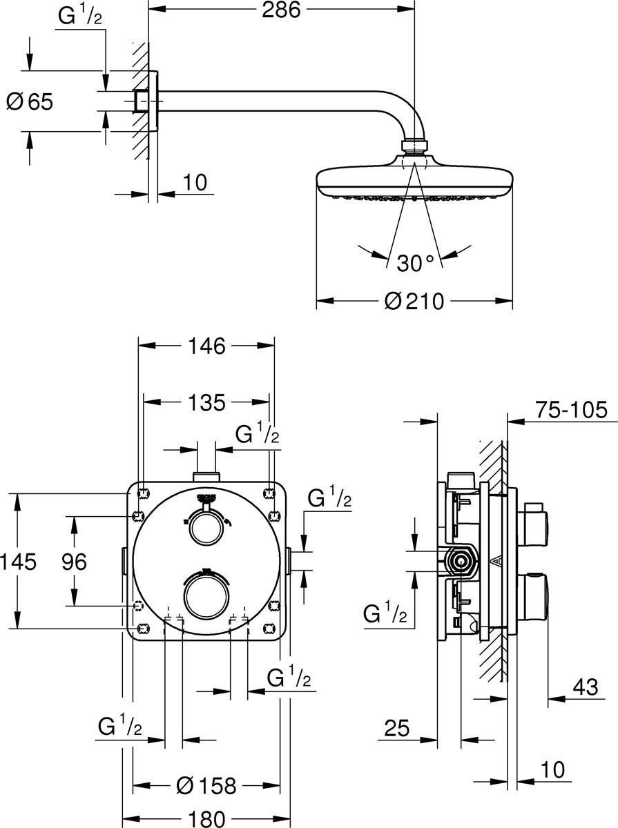 Душевой комплект Grohe Grohtherm 34726000 С ВНУТРЕННЕЙ ЧАСТЬЮ - 3