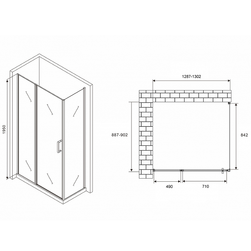 Душевой уголок Abber Sonnenstrand 130х90 хром стекло прозрачное AG04130S-S90 - 1