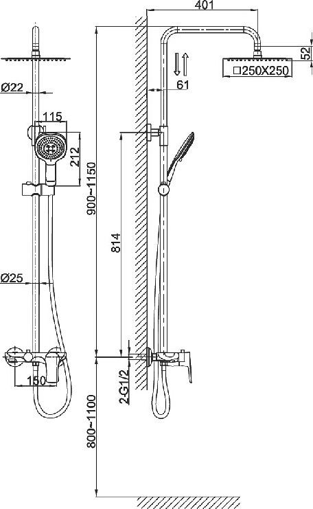 Душевая стойка D&K   DA1273701B03 - 2