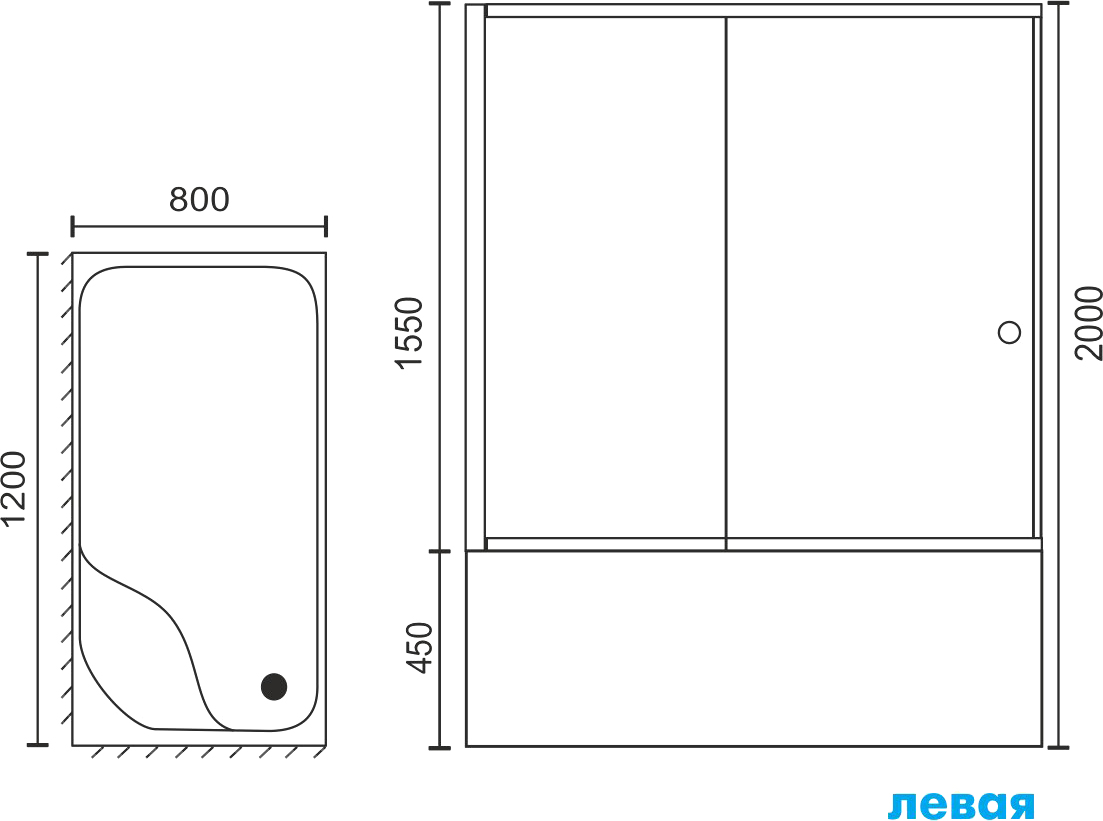 Душевой уголок Royal Bath BP 120х80 L с поддоном профиль белый стекло матовое RB8120BP-C-L - 5