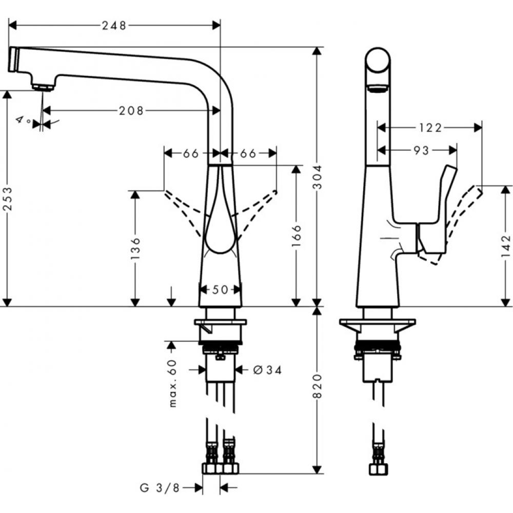 Смеситель для кухонной мойки Hansgrohe Metris Select  14847000 - 1