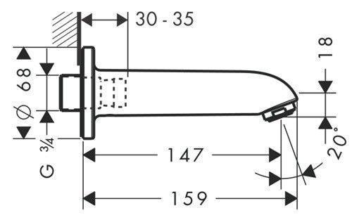 Излив Hansgrohe E/S 13414000 для ванны - 2