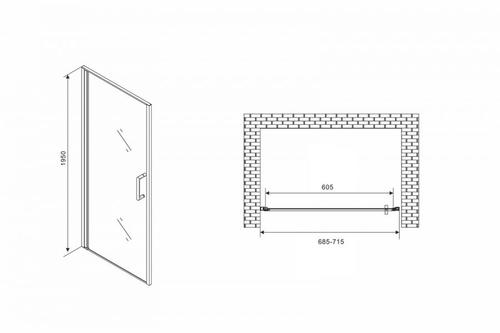 Душевая дверь Abber Sonnenstrand 70 хром  AG04070 - 2